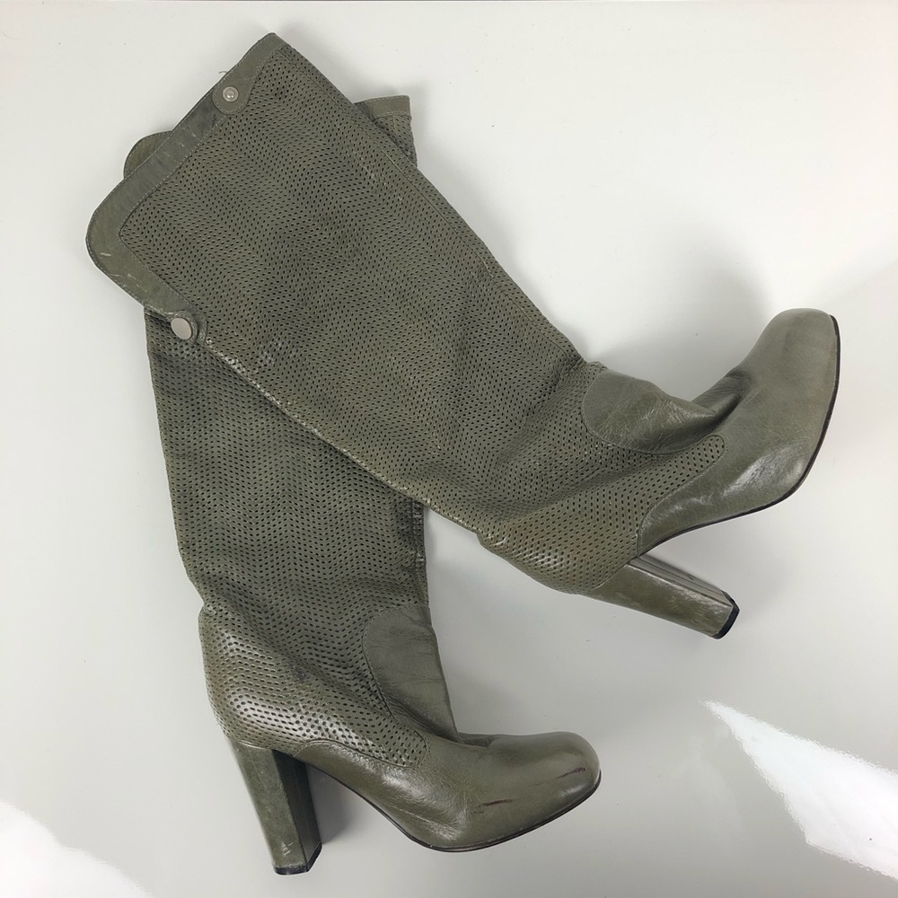 Jeffrey Campbell Green Perforated Leather Boots